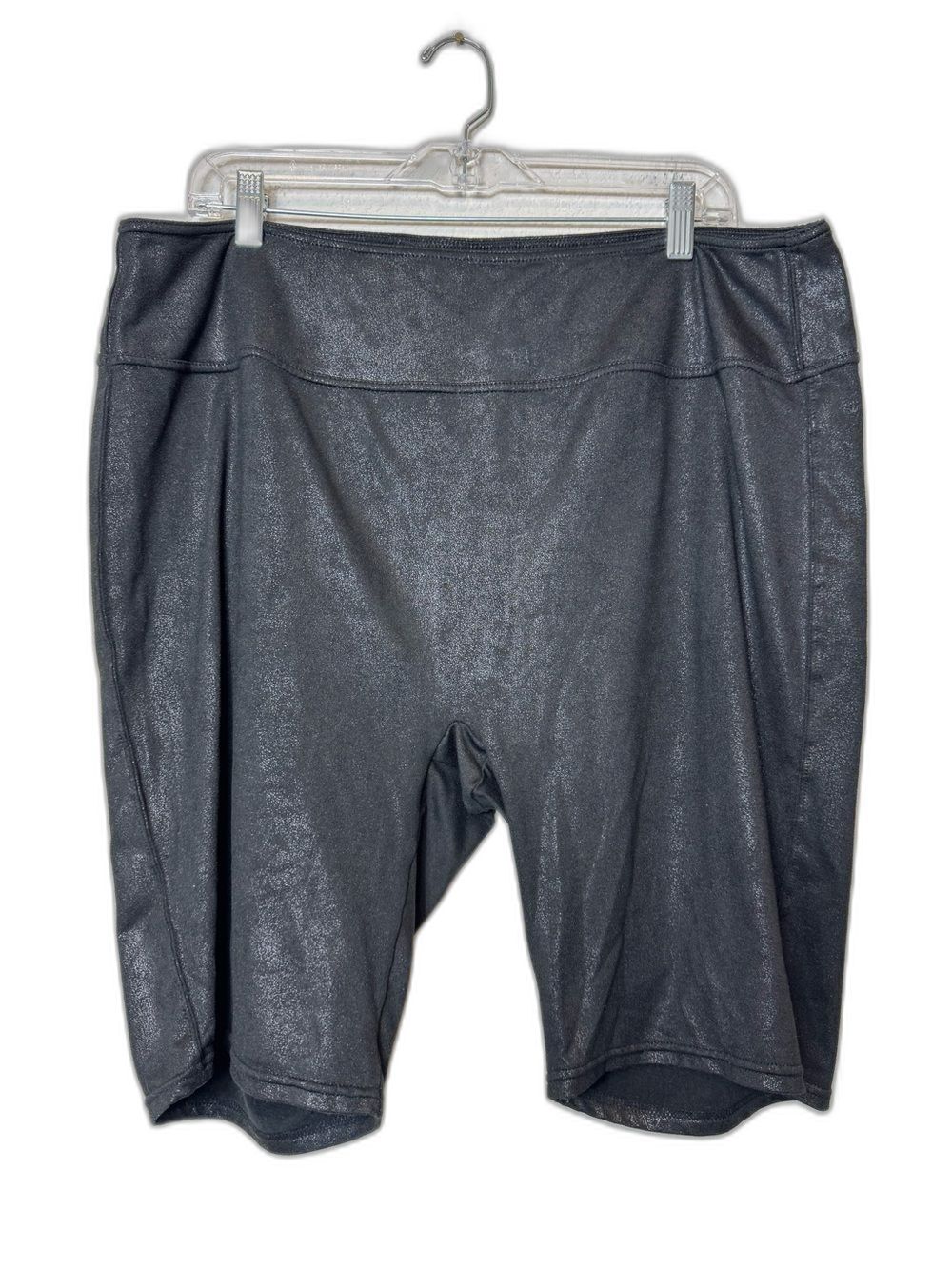 Black Tape_ Metallic Black High-Rise Bike Shorts Stretchy Women’s Plus Size 2X
